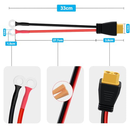 XT60 to O Ring Terminal Cable 12 AWG 0.3 m/1 ft - size: 0.3 m/1 ft
