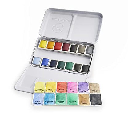 Professional Watercolor Paint Set, MODERNO 12 Half Pans in Metal Tin - color: 06. Moderno 12 Colors (Virtuoso)
