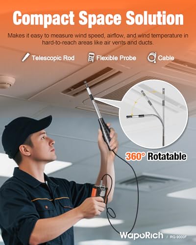 Hot Wire Anemometer HVAC, CFM Air Flow Meter Wind Speed Gauges
