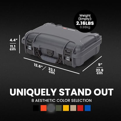 NANUK 909 Travel Hard Case with Customizable Cubed Foam – Waterproof Camera Case, 12.6” x 9” x 4.4”, Lightweight, Lockable, Dustproof, Impact-Resistant & Durable Protective Case – Graphite - color: Graphite