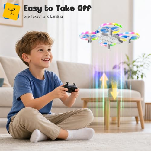 Drones for Kids and Beginners with LED Lights 2 Batteries One Key Start - color: Blue