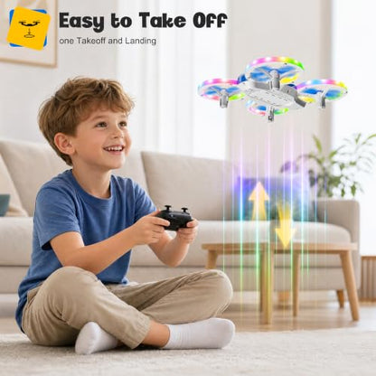 Drones for Kids and Beginners with LED Lights 2 Batteries One Key Start - color: Blue