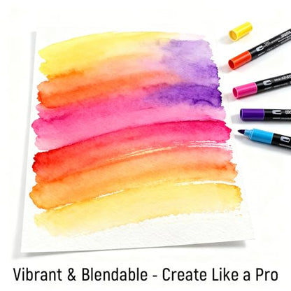 168 Colors Dual Brush Art Pens with Coloring Pages