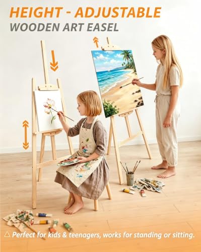 Pine Wood A-Frame Art Easel Stand, Foldable Wooden Painting Easel, Natural - style: Natural