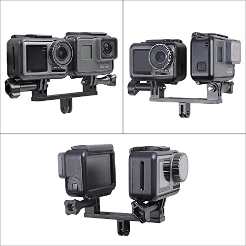Aluminum Dual Mount,Twin Adapter Mount Compatible with GoPro Hero 13 12 11 10 9 8 7 6 5 Black,APEMAN/AKASO/DJI Omso Action 5 pro/4/3/2 and More