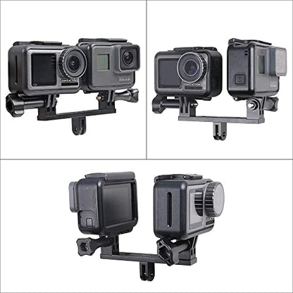 Aluminum Dual Mount,Twin Adapter Mount Compatible with GoPro Hero 13 12 11 10 9 8 7 6 5 Black,APEMAN/AKASO/DJI Omso Action 5 pro/4/3/2 and More