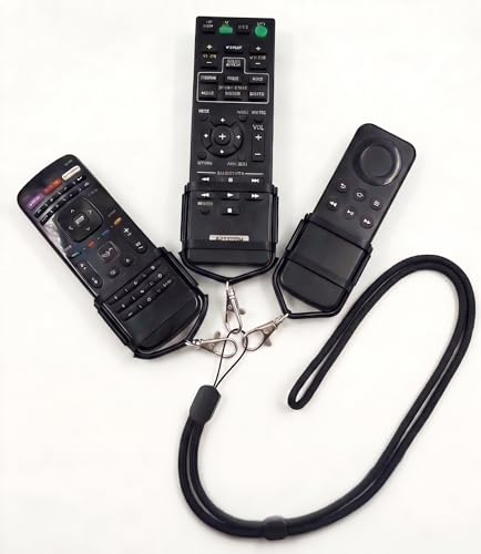 Universal Remote Control Holder with Lanyard - 3 Pack Portable Remote Leash, Stretchy Silicone Remote Protector for Bed, Hospital Bed, Recliner & Travel - Never Lose Your Remotes Again, Black