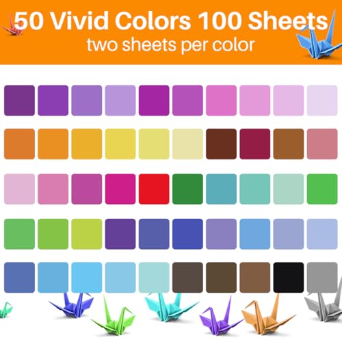 Opret Origami Paper Square Single Sided for Arts and Crafts Projects - size: 9.8 x 9.8 in