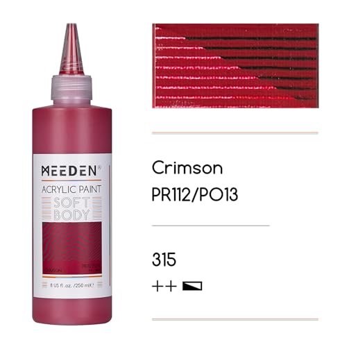 MEEDEN Soft Body Acrylic Paint: Crimson Red Matte Finish 250ml/8.45oz - color: Crimson
