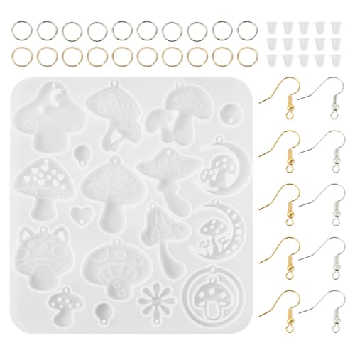 Elecrelive Cute Mushroom Earring Molds Colorful DIY UV Epoxy Resin Casting - color: Clear-Mushroom
