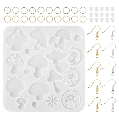 Elecrelive Cute Mushroom Earring Molds Colorful DIY UV Epoxy Resin Casting - color: Clear-Mushroom