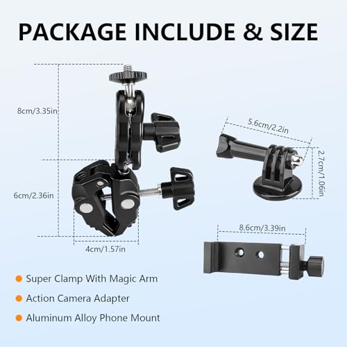 Chelhead Super Clamp Camera Mount with Phone Holder for Up to 3" Tubes - style: For Camera & Phone