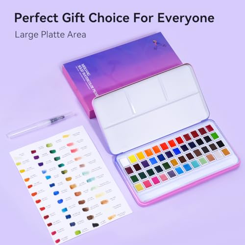 MeiLiang 48 Colors Watercolor Paint Set with Brush - style: Solid Set 48 Color