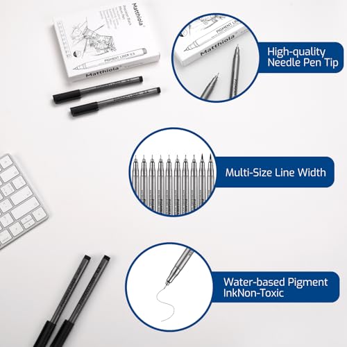 Matthiola Precision Black Micro Pen - Waterproof Archival ink, For Multiliner - Sketching, Anime, Illustration, Technical Drawing, Office Documents&Scrapbooking, 10Pcs/Set