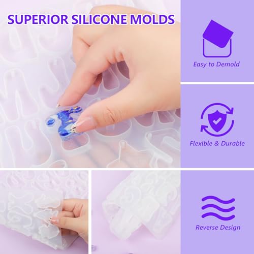 KISREL 18OZ Epoxy Resin Kit for Beginners, Resin Kit with Alphabet Mold - size: Alphabet Molds and 8 Mini Molds