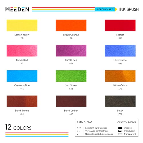 MEEDEN Liquid Watercolor Ink Brushes: 12 Colors Dye-Based - color: 12 Colors Set