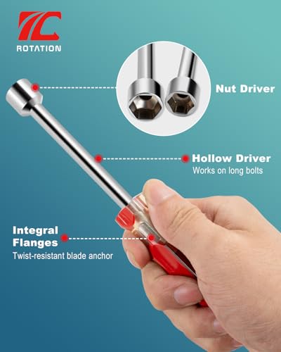 ROTATION 7PC SAE Nut Driver Set 5/16"-1/4" Hex Drivers Color-Coded Grips - style: SAE