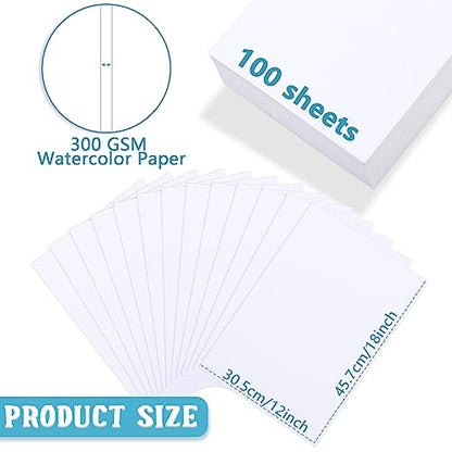 Spiareal 100 Sheets 12 x 18 Inch 100 Sheets Watercolor Paper Bulk 140 Lb - size: 12 x 18 Inch