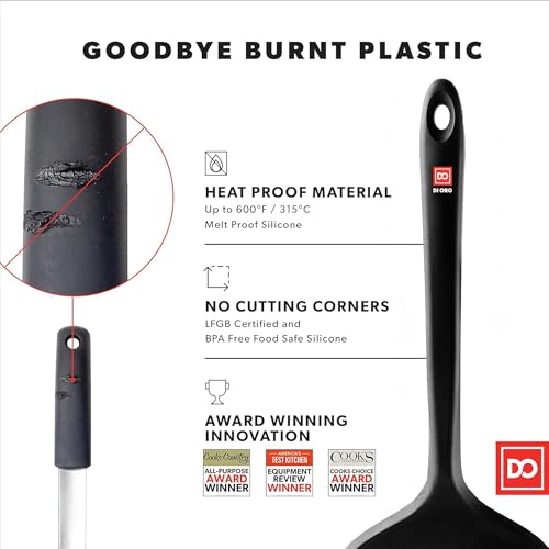 DI ORO Silicone Turner Spatula Set - 600F Heat Resistant, 4-Pc Black - color: Black