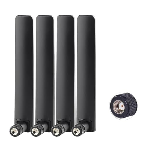 Dual Band WiFi 2.4GHz 5.8GHz 10dBi RP-SMA Male Antenna 15cm 6inch Universal Antenna Amplifier for WiFi Router Wireless Signal Booster (Pack of 4)