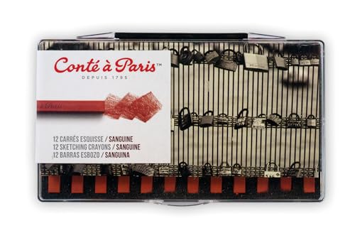Conté à Paris 12 Count Sketching Crayons Set, Sanguine - style: 12 Count - Sanguine