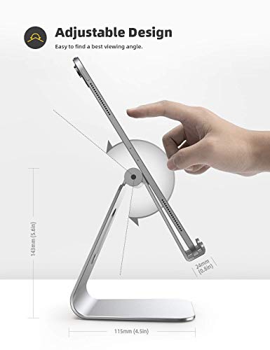 Lamicall Tablet Stand Holder for Desk - Adjustable Stand for 4-13" Tablets - color: Silver