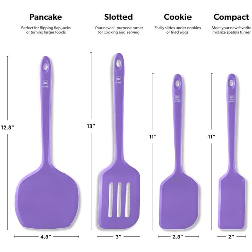 DI ORO Silicone Turner Spatula Set - 600F Heat Resistant, 4-Pc Lavender - color: Lavender