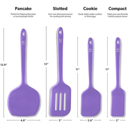 DI ORO Silicone Turner Spatula Set - 600F Heat Resistant, 4-Pc Lavender - color: Lavender