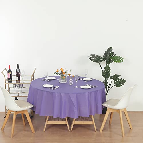 Evershine (12-Pack Heavy Duty Plastic Table Covers Tablecloth (Reusable) (Round 84", Purple) - color: Purple, size: 12 PACK Round 84"