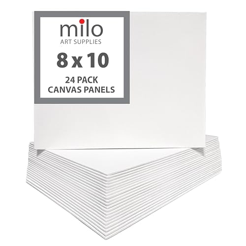 milo Canvas Flat Panel Boards for Painting, 8x10 inch, 24 Pack, White - size: 8"x10" Pack of 24