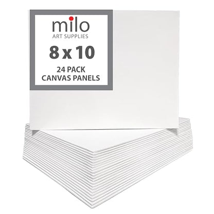 milo Canvas Flat Panel Boards for Painting, 8x10 inch, 24 Pack, White - size: 8"x10" Pack of 24