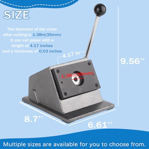 Taddien Round Badge Maker, 35mm (1.38in) Cut Size Round Die Cutter - color: 35mm (1.38in) Cut Size