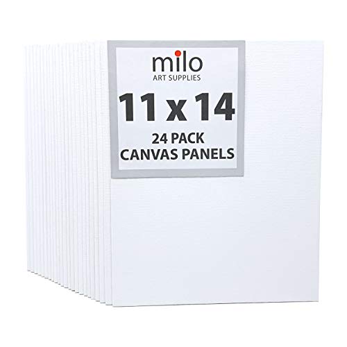milo Canvas Flat Panel Boards for Painting, 11x14 inch, 24 Pack, White - size: 11"x14" Pack of 24