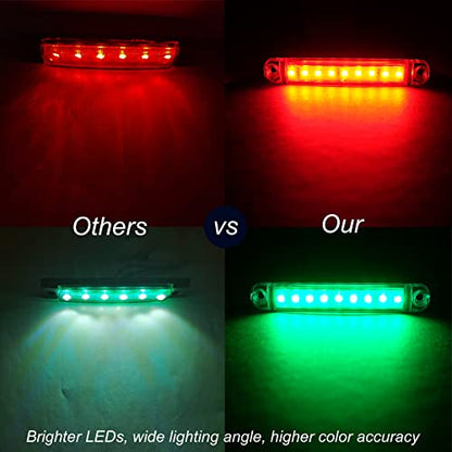 4Pcs Boat Navigation Lights, Red & Green, LED, Suitable for Boat, Stern & Bow Lights - size: 2X Red 2X Green