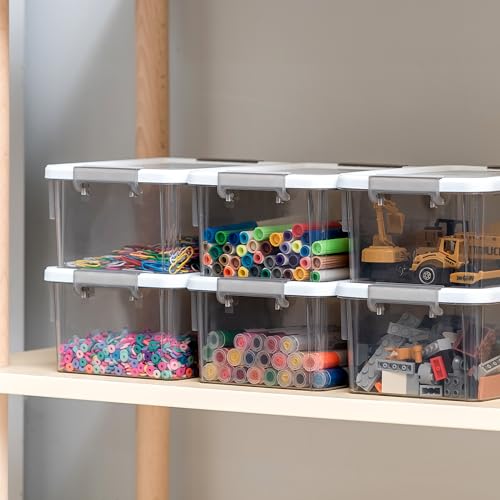 Citylife 10Packs 1.3Qt Small Storage Bins with Lids,Stackable Clear - color: Clear Grey, size: 1.3 QT(10 Pack)