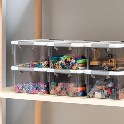 Citylife 10Packs 1.3Qt Small Storage Bins with Lids,Stackable Clear - color: Clear Grey, size: 1.3 QT(10 Pack)