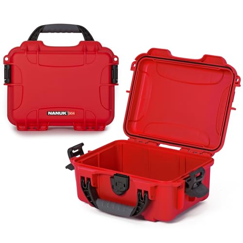 NANUK 904 Empty Hard Case – IP67 Waterproof Protective Hard-Shell Case, Impact-Resistant & Dustproof Storage Case, Perfect for Travel, 10.2" x 7.9" x 4.5", Made in Canada – Red - color: Red, size: Empty