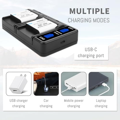 3Pack NP-40 Battery USB Dual-Channel Charger for Casio NP-40 Exilim EX-Z400