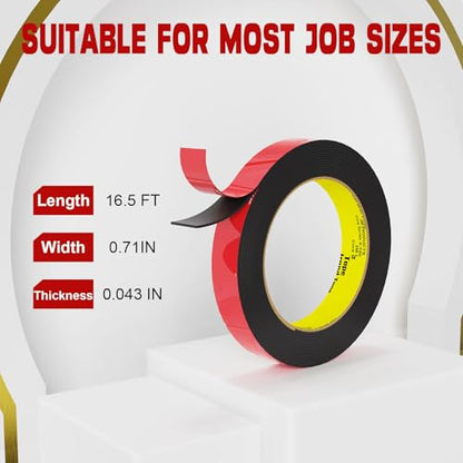 tapify Double Sided Tape Heavy Duty 0.71 x 16.5FT - size: 0.71IN x 16.5FT