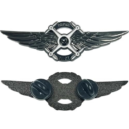 BL5-013 Full Size UAS FAA Commercial Drone Pilot Wings pin Black Tactical
