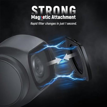 NEEWER Magnetic Filter Set Compatible with DJI Osmo Pocket 3 / Pocket 4 / Xtra Muse, 8x Star + Blue Anamorphic + LPR + Black Diffusion 1/4 Filter for Mist Cinematic Effect - style: 4 Pack Effect Filter