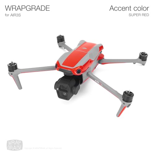 WRAPGRADE Skin Decal Sticker Accent Color Compatible with DJI Air 3S (Super Red) - color: Super Red