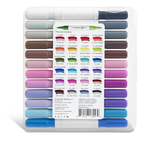 Dual Tone Acrylic Paint Markers 24 Pens, 48 Colors by KINGART