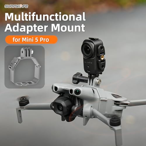 Action Camera Mount Holder + Strobe Light Searchlight for DJI Mini 5 Pro, Drone Gimbal Top Mount Kit Extension Bracket with 1/4" Screw Adapter (Mounting Bracket + Searchlight Bundle) - color: Mounting Bracket + Searchlight Bundle