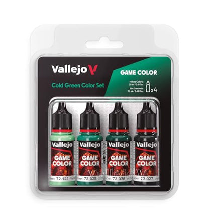 Vallejo - Cold Green Color Set, Game Color, 4 Bottles x 0.6 fl.oz. - style: Cold Green Color Set