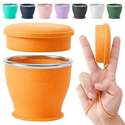 Collapsible Travel Cup, Foldable Water Cup with Lid, for Travel - color: Orange