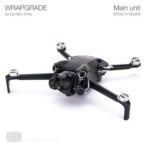 WRAPGRADE Skin Stickers Compatible with DJI Mini 4 Pro | Full Wrap (Stealth Black) - color: Stealth Black