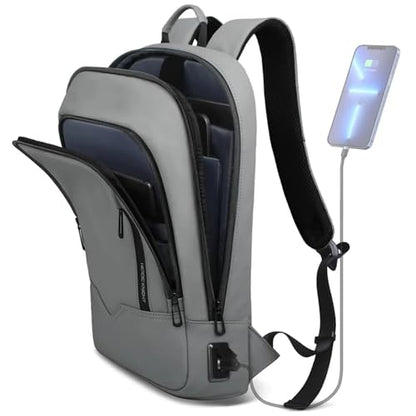 hk Backpack for Men Business Slim Laptop Bag - color: Grey, size: 17.3 Inch