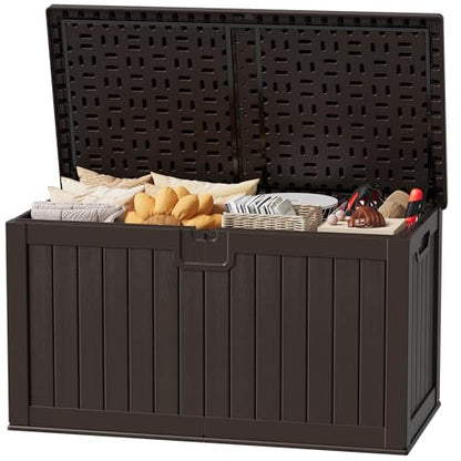 JUMMICO HDPE 250 Gallon Deck Box Double-Wall with Divider - color: Brown, size: 250 gallon