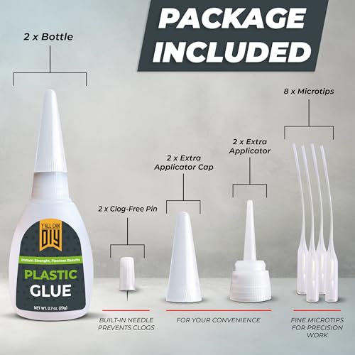 Plastic Glue for Models, Miniatures, Legos, PLA & 3D Printing Repair – Fast Setting Heavy Duty Strong Super Glue for Plastic 20g (2 Pack) - size: 2 Pack